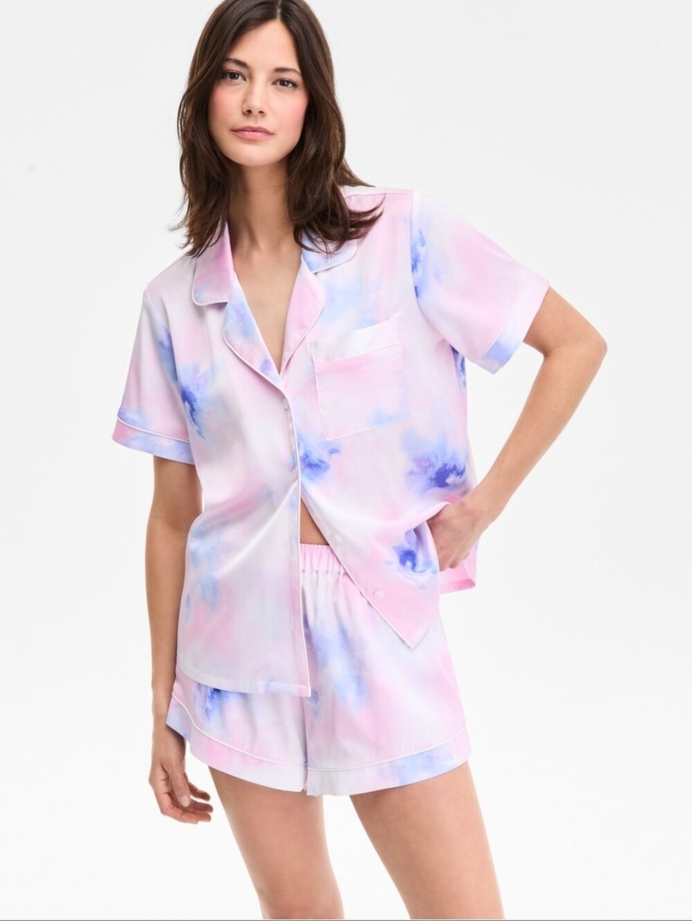 I.n.c International Concepts Women's Stretch Satin Short-Sleeve Pajama Set